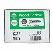 HOMECARE PRODUCTS 40172 12 x 4 in. Phillip Flat Head Zinc Plated Steel Wood Screws HO3304725